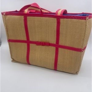 Lauren Ralph Lauren Tan and Pink Tote Bag